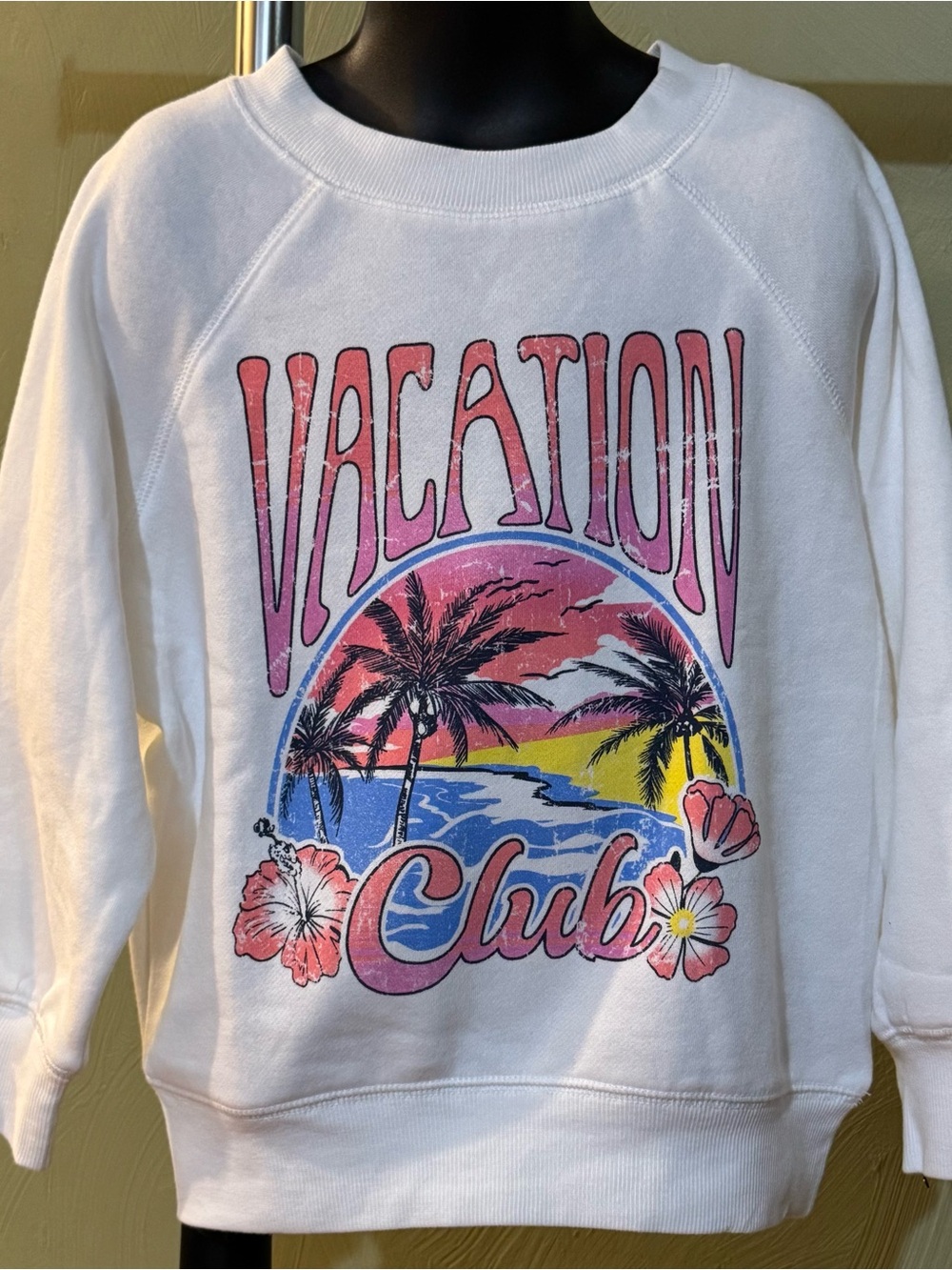 Brand New Mik Mesh Kids "Vacation Club" Tropical Graphic Sweatshirt Size XS